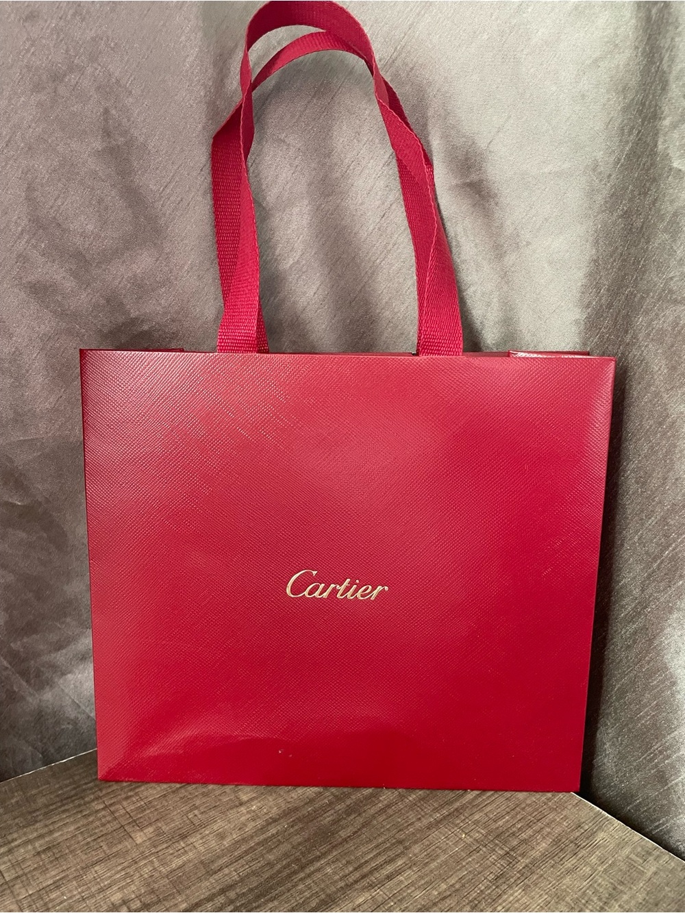 Authentic Cartier Small Red Paper Shopping Gift Bag 8" x 7" x 3"